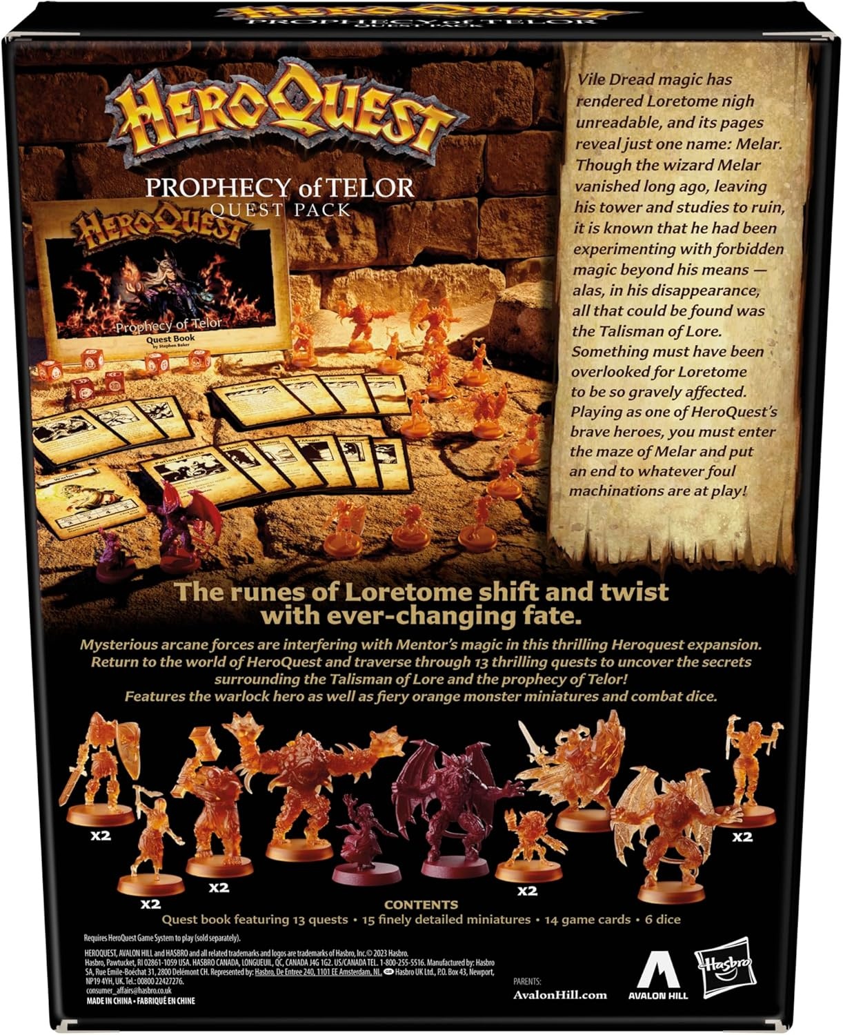 image:imageHasbro Gaming Avalon Hill HeroQuest Prophecy of Telor Quest Pack Requires HeroQuest Game System to Play Dungeon Crawler Games Ages 14 25 Players Strategy GamesThematic