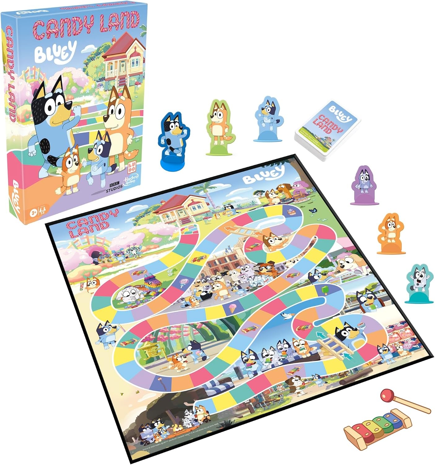 image:imageHasbro Gaming Candy Land Bluey Edition Board Game Ages 3 and Up 26 Players Play as Dad Mum Bluey Bingo Muffin or Socks Preschool Games Kids Gifts Amazon Exclusive