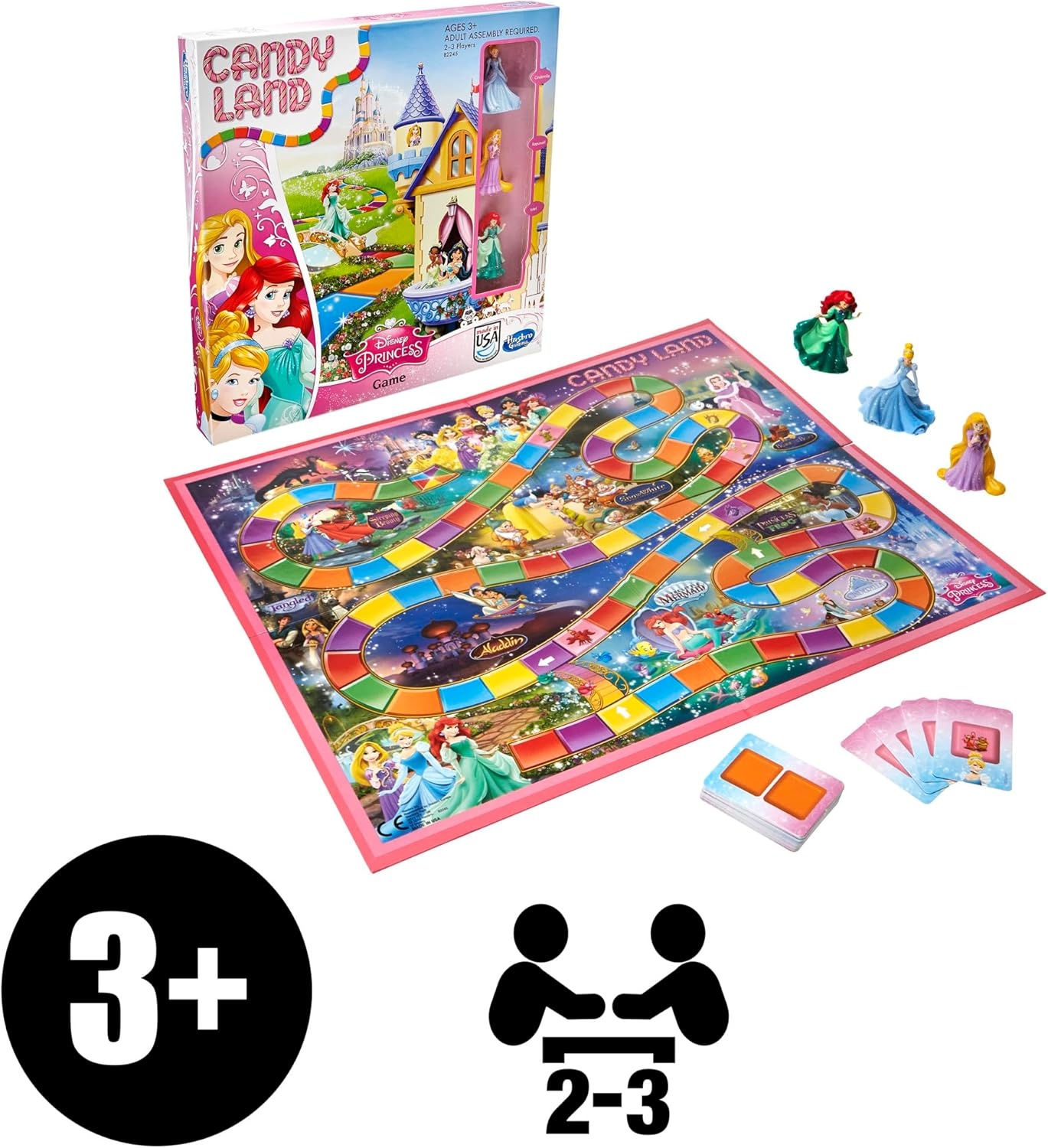 image:imageHasbro Gaming Candy Land Disney Princess Edition Board Game Preschool Games for 2 to 3 Players Easter Gifts for Boys and Girls Family Games for Kids Ages 3 and Up Amazon ExclusiveGame