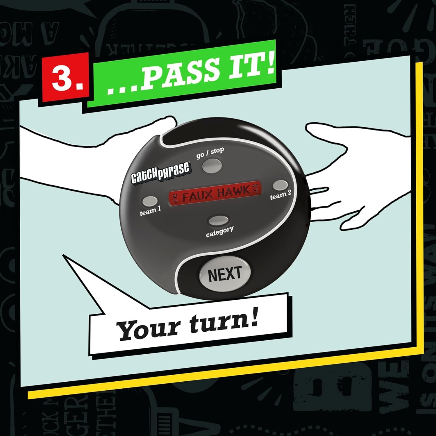 image:imageHasbro Gaming Catch Phrase Electronic Game Fun Active Handheld Party Games for Adults Teens and Kids 4 or More Players 2 Teams Portable Summer Travel Activities Ages 12 Amazon Exclusive