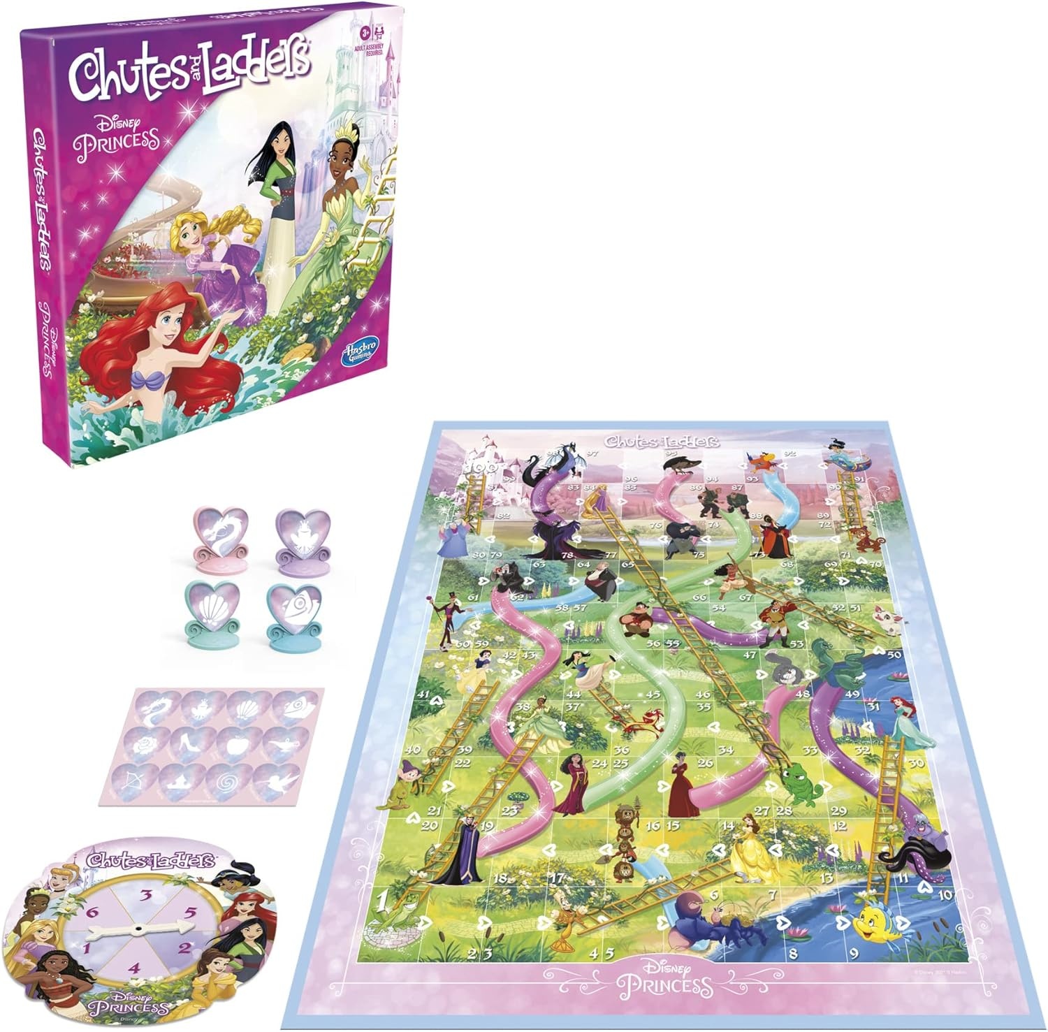 image:imageHasbro Gaming Chutes and Ladders Disney Princess Edition Board Game for Kids Ages 3 and Up Easter Gifts for Boys and Girls Preschool Game for 24 Players Amazon ExclusiveBoard Game