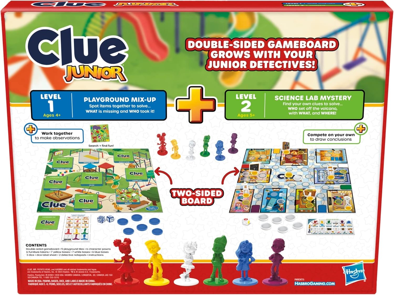 image:imageHasbro Gaming Clue Junior Board Game 2Sided Gameboard 2 Games in 1 2 to 6 Players Mystery Games for Kids Back to School Gifts Classroom Preschool Games Ages 4
