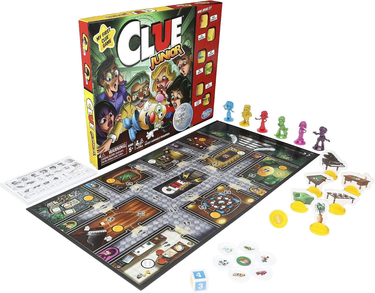 image:imageHasbro Gaming Clue Junior Board Game for Kids Ages 5 and Up Case of The Broken Toy Classic Mystery Game for 26 Players