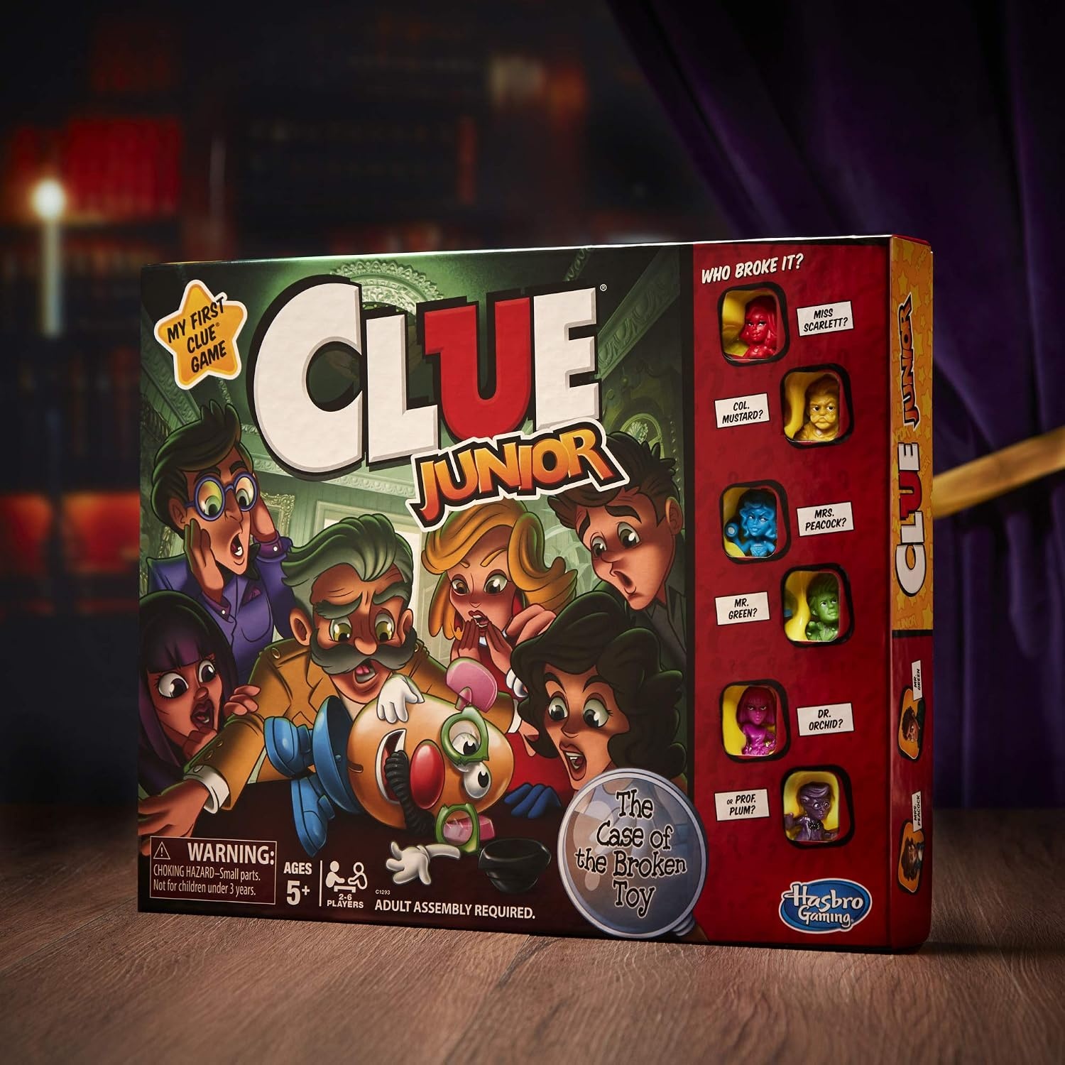 image:imageHasbro Gaming Clue Junior Board Game for Kids Ages 5 and Up Case of The Broken Toy Classic Mystery Game for 26 Players
