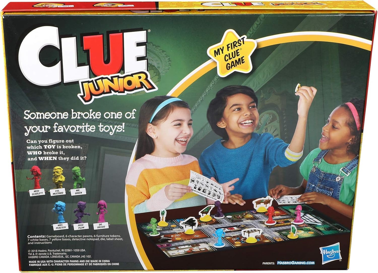 image:imageHasbro Gaming Clue Junior Board Game for Kids Ages 5 and Up Case of The Broken Toy Classic Mystery Game for 26 Players