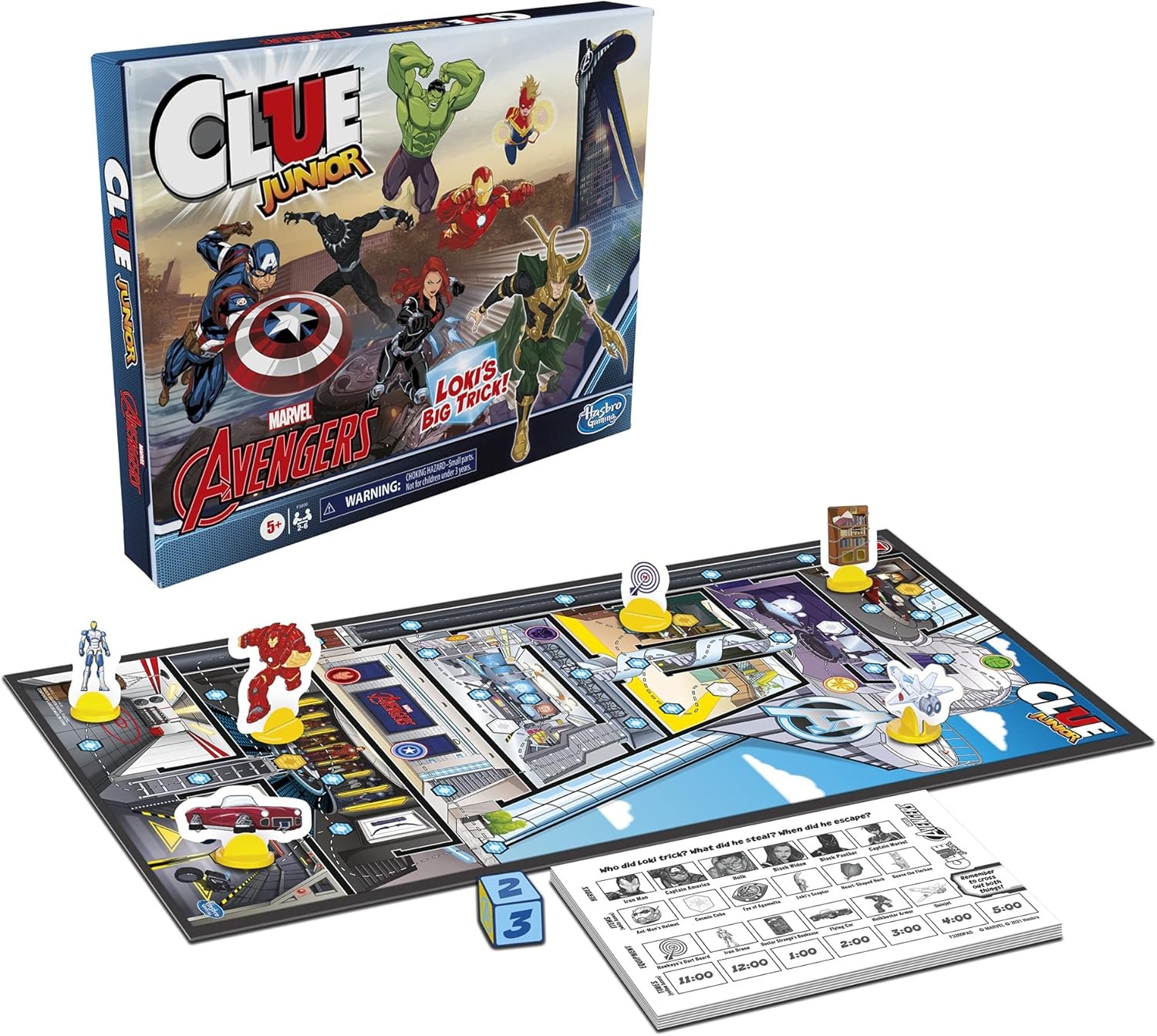 image:imageHasbro Gaming Clue Junior Marvel Avengers Edition Board Game for Kids Ages 5 Lokis Big Trick Classic Mystery for 26 Players Amazon Exclusive