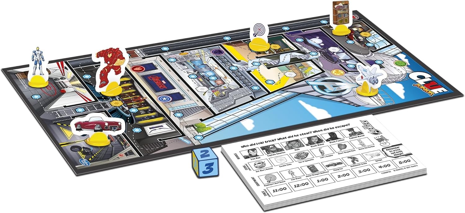 image:imageHasbro Gaming Clue Junior Marvel Avengers Edition Board Game for Kids Ages 5 Lokis Big Trick Classic Mystery for 26 Players Amazon Exclusive