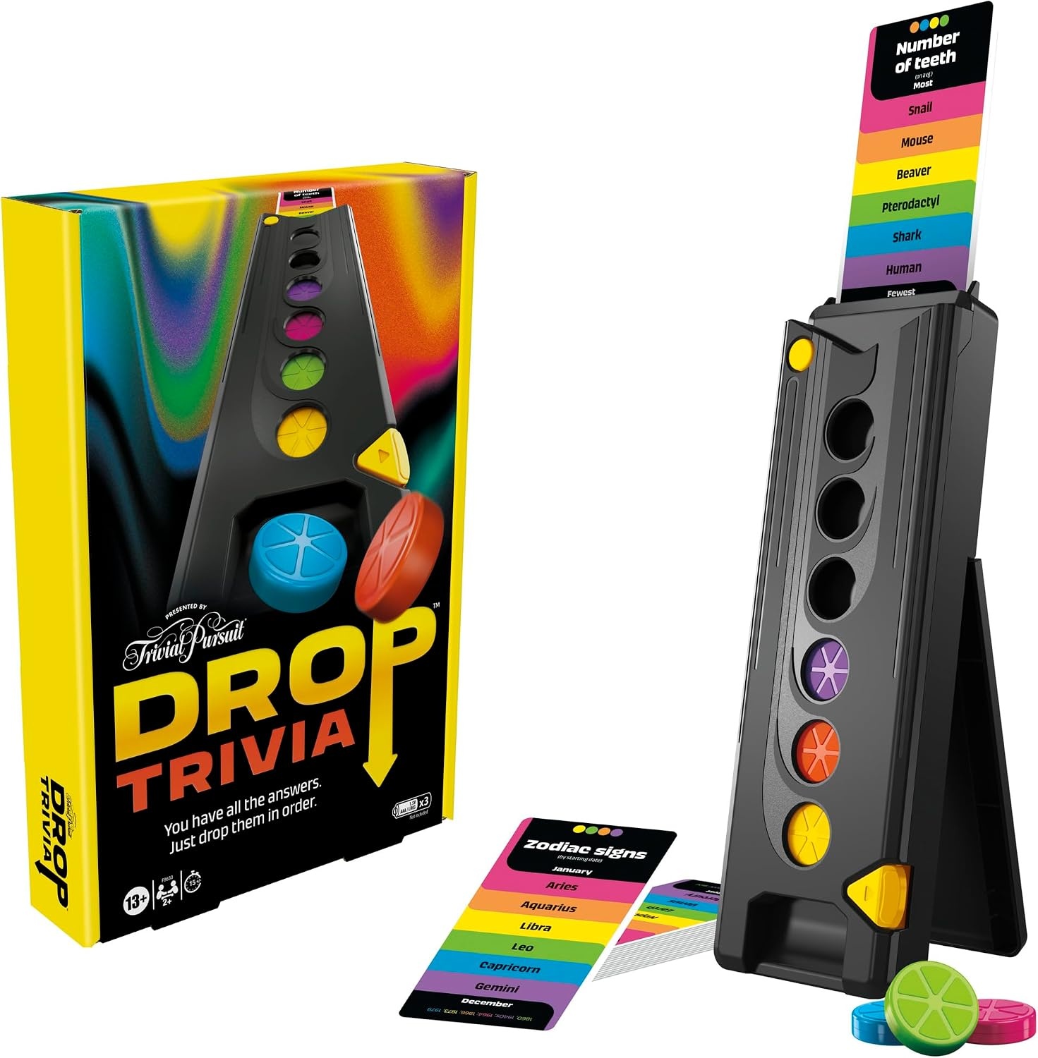 image:imageHasbro Gaming Drop Trivia Game Electronic Party Game with Voice and Sounds Ages 13 2 or More Players 15 Mins from Trivial Pursuit Party Board GamesDrop Trivia