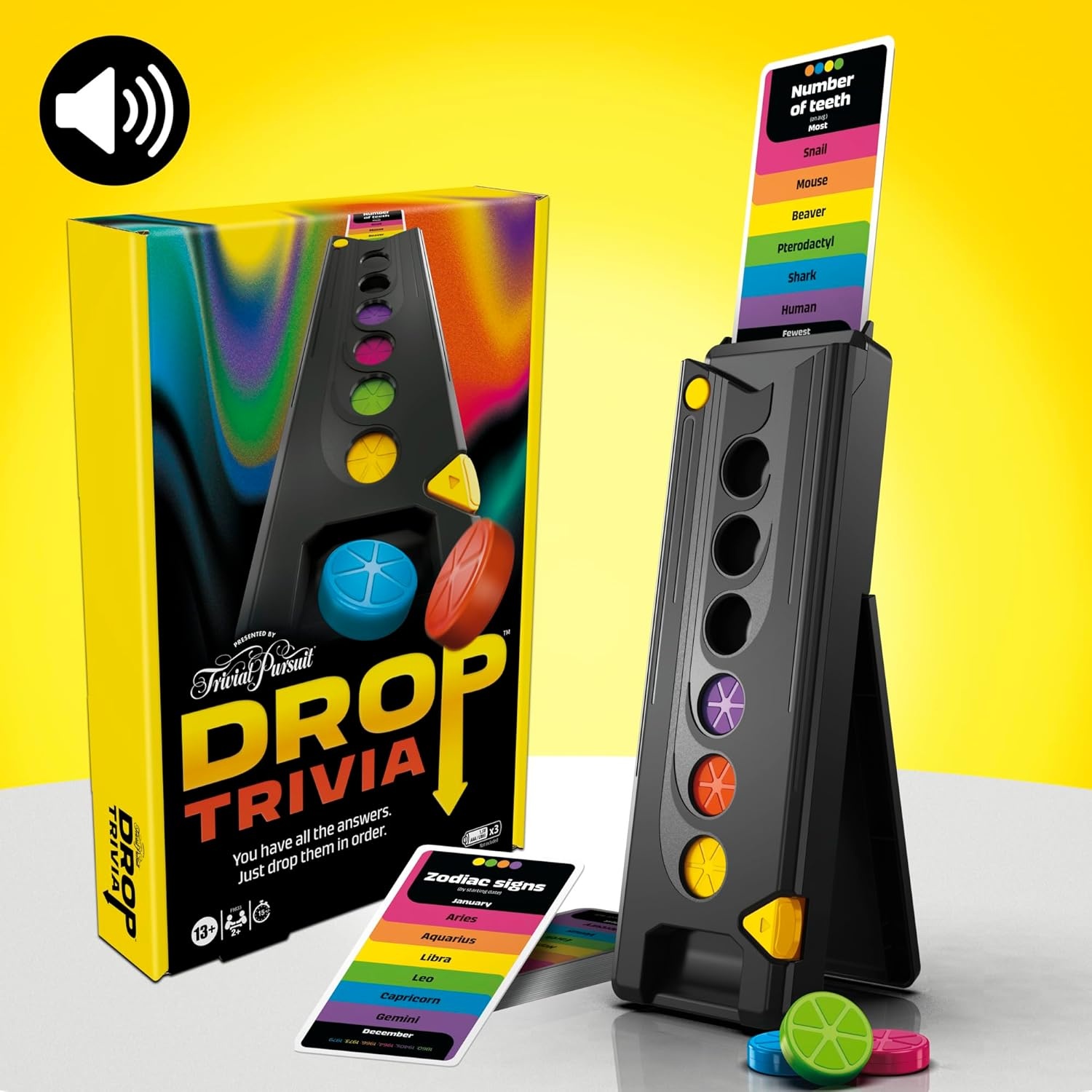 image:imageHasbro Gaming Drop Trivia Game Electronic Party Game with Voice and Sounds Ages 13 2 or More Players 15 Mins from Trivial Pursuit Party Board GamesDrop Trivia