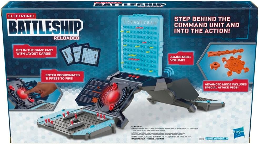 image:imageHasbro Gaming Electronic Battleship Reloaded Board Game Naval Combat Strategy Game with Sounds Lights Special Attacks Ages 8 and Up 12 Players