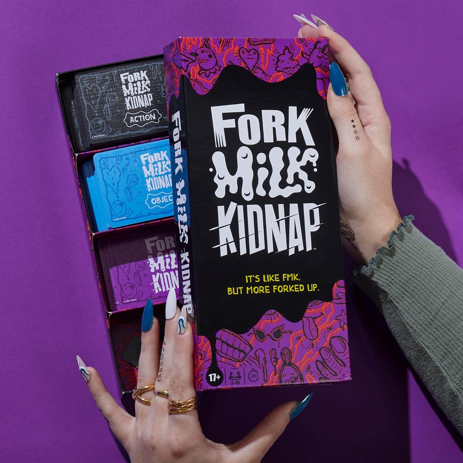 image:imageHasbro Gaming Fork Milk Kidnap Game for Adults Only an Adult Party Game of Questionable Choices Ages 17 for 3 to 10 Players Hilarious NSFW Card GamesMulticolor