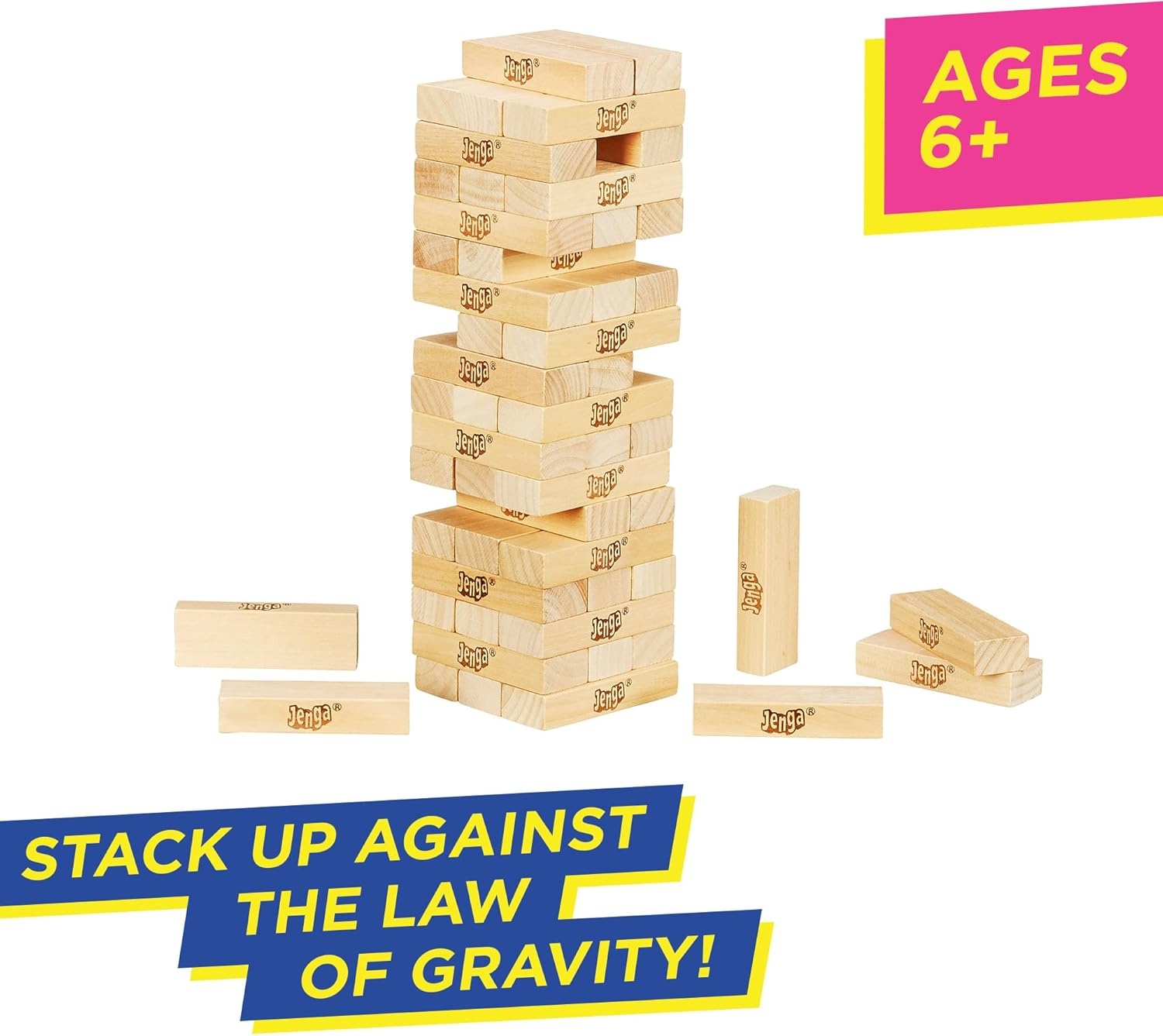 image:imageHasbro Gaming Jenga Game The Original Wood Block Game with Genuine Hardwood Blocks Stacking Tower Ages 6 1 or More Players Party Games for Kids Family GamesClassic