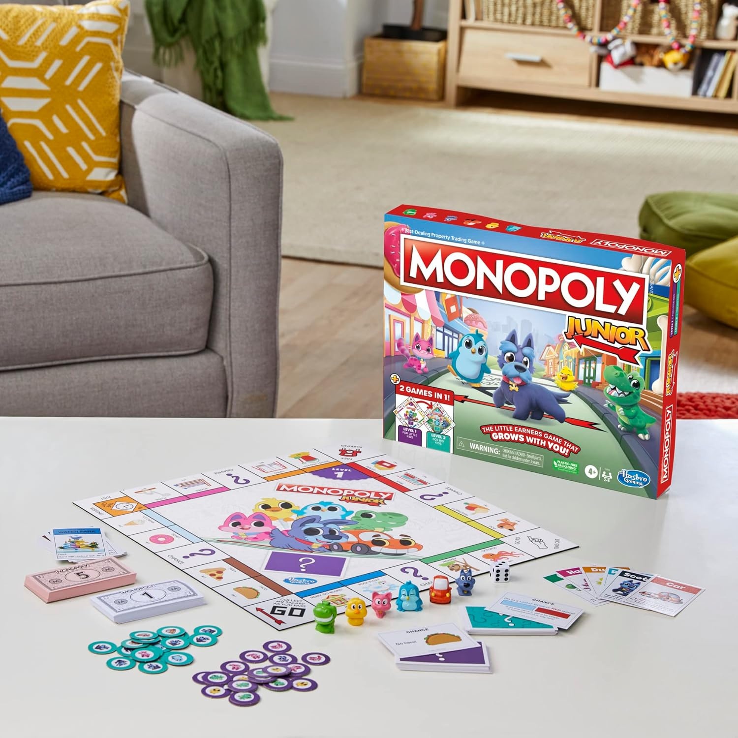 image:imageHasbro Gaming Monopoly Junior Board Game 2Sided Gameboard 2 Games in 1 Monopoly Game for Younger Kids Ages 4 and Up Kids Games for 2 to 6 Players