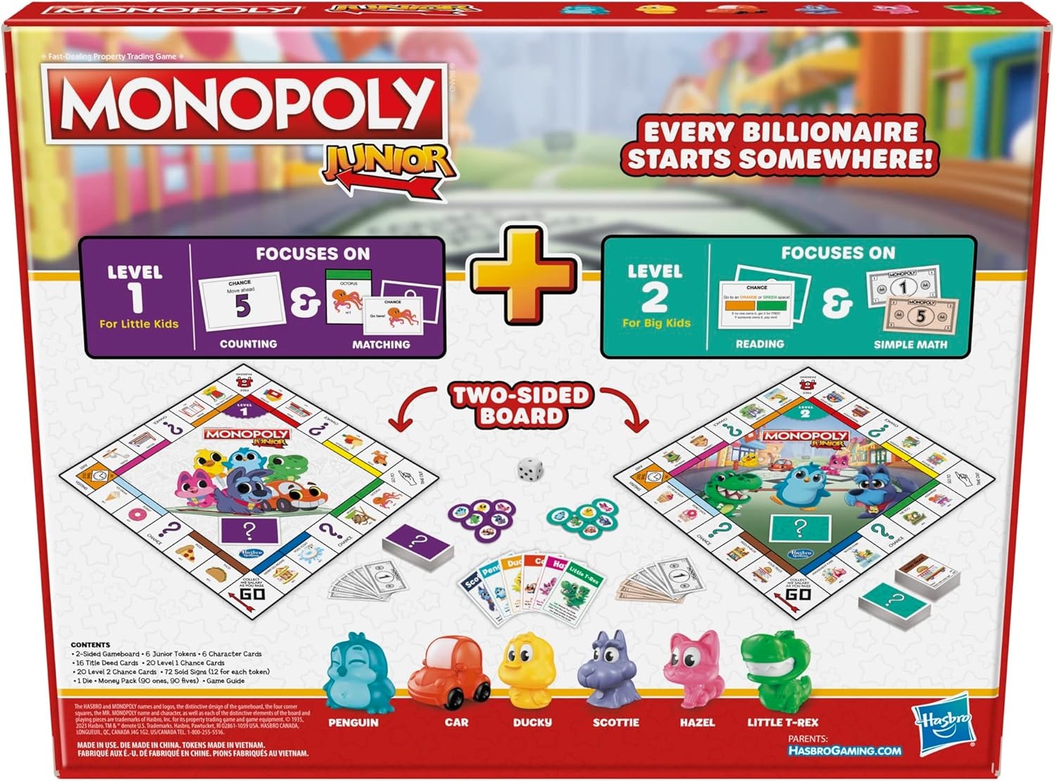 image:imageHasbro Gaming Monopoly Junior Board Game 2Sided Gameboard 2 Games in 1 Monopoly Game for Younger Kids Ages 4 and Up Kids Games for 2 to 6 Players