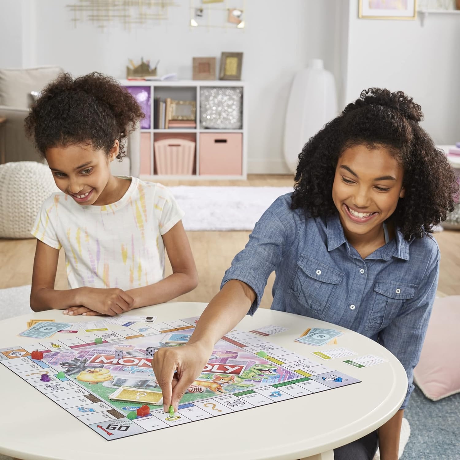 image:imageHasbro Gaming Monopoly Sparkle Edition Board Game Family Games with Glittery Tokens Pearlescent Dice Sparkly Look Amazon Exclusive