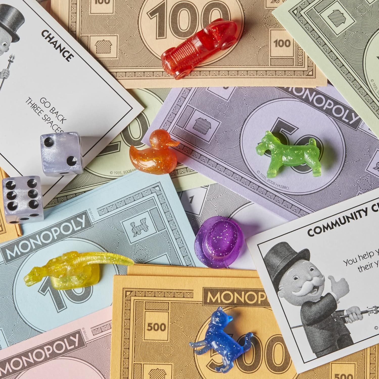 image:imageHasbro Gaming Monopoly Sparkle Edition Board Game Family Games with Glittery Tokens Pearlescent Dice Sparkly Look Amazon Exclusive