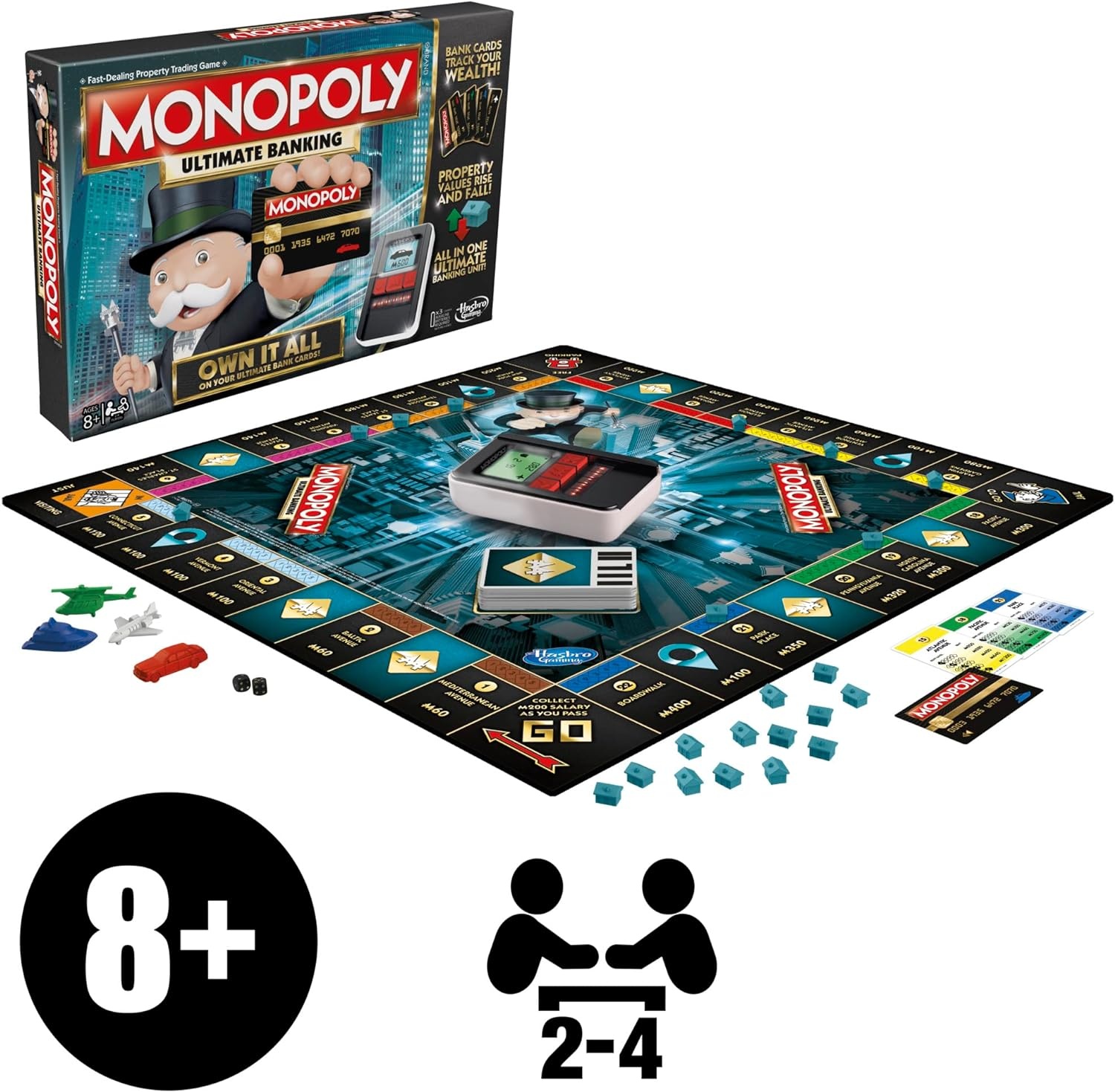 image:imageHasbro Gaming Monopoly Ultimate Banking Edition Board Game for Families and Kids Ages 8 and Up Electronic Banking Unit Amazon Exclusiveexclusive