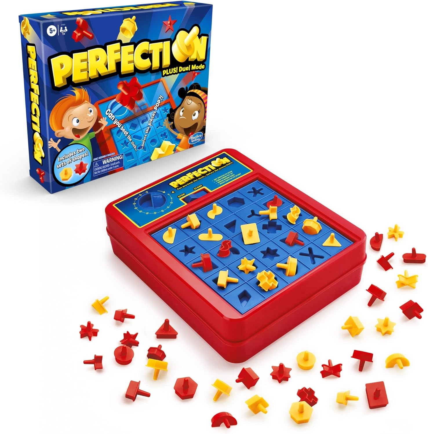 image:imageHasbro Gaming Perfection Plus 2Player Duel Mode Popping Shapes and Pieces Ages 5 and Up Easter Gifts for Kids Amazon Exclusive