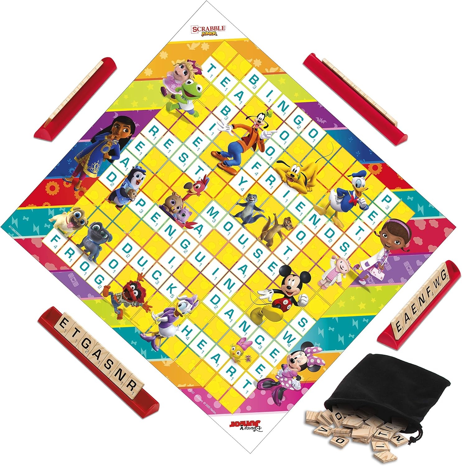 image:imageHasbro Gaming Scrabble Junior Disney Junior Edition Board Game for Kids Double Sided Game Board Matching Word Game Back to School Gifts Ages 5 Amazon ExclusiveDisney Junior
