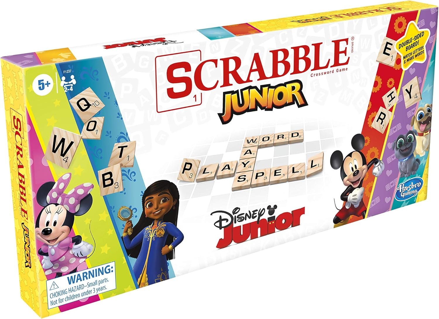 image:imageHasbro Gaming Scrabble Junior Disney Junior Edition Board Game for Kids Double Sided Game Board Matching Word Game Back to School Gifts Ages 5 Amazon ExclusiveDisney Junior