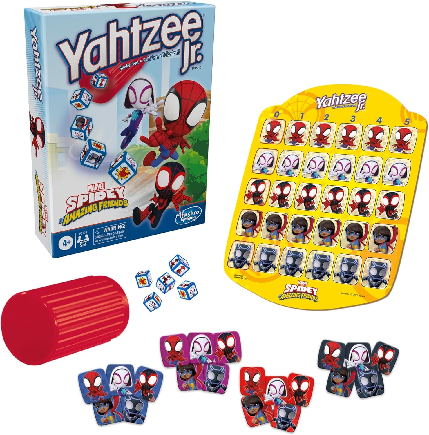 image:imageHasbro Gaming Spidey and His Amazing Friends Yahtzee JrMarvel Edition Board Game for Kids Ages 4 and Up Amazon Exclusive