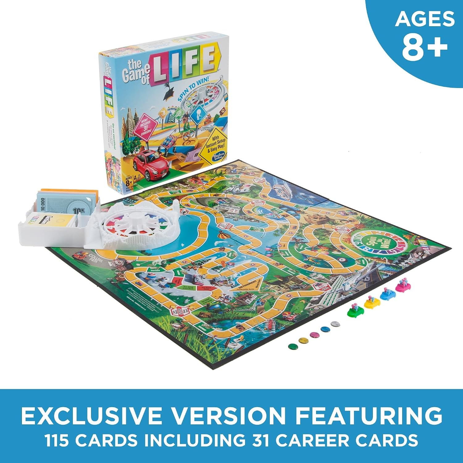 image:imageHasbro Gaming The Game of Life Board Game Family Games for Kids Ages 8 Includes 31 Careers Family Board Games for 24 Players Amazon ExclusiveFFP