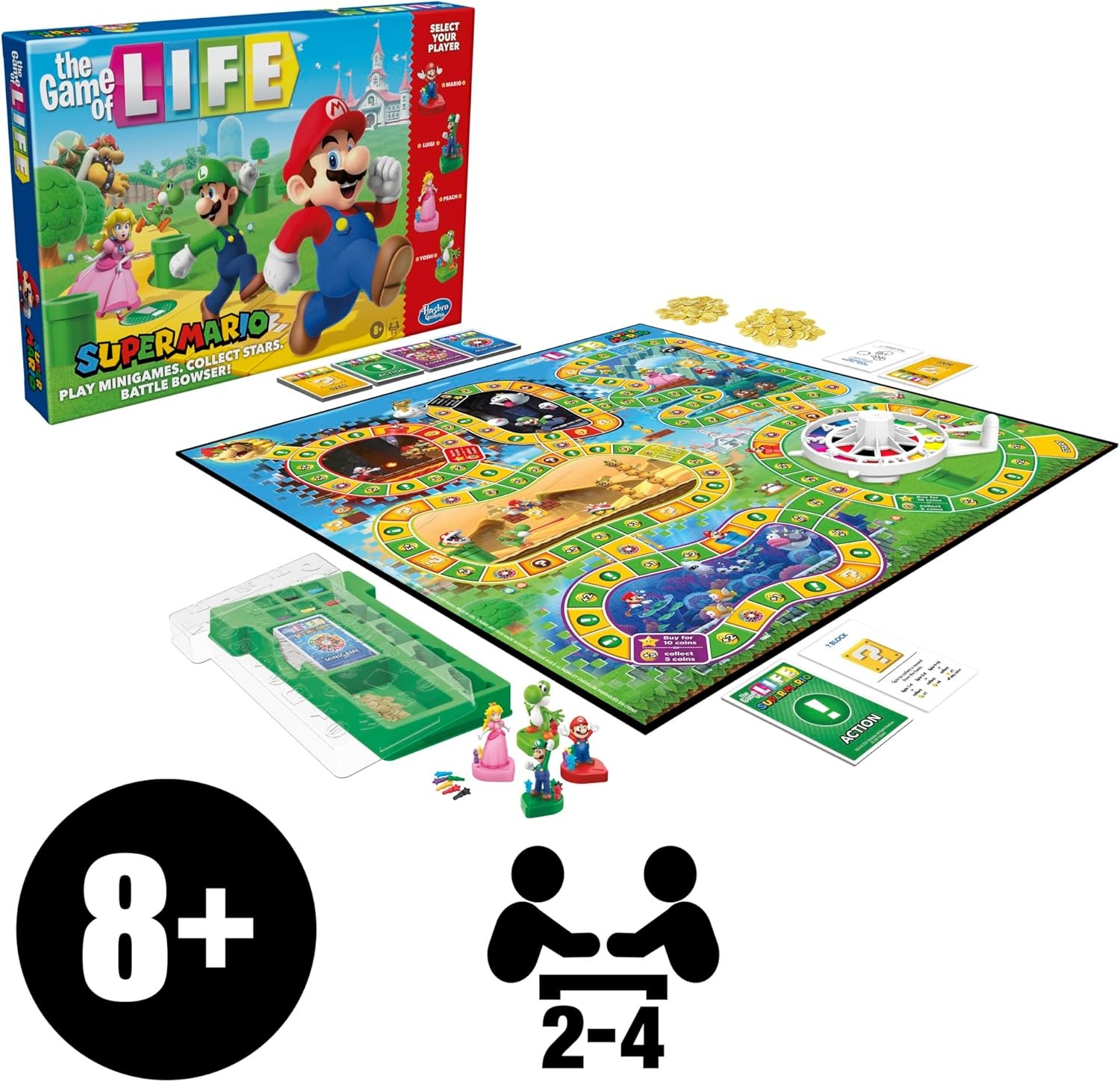 image:imageHasbro Gaming The Game of Life Super Mario Edition Board Game for Kids Ages 8 and Up Play Minigames Collect Stars Battle Bowser