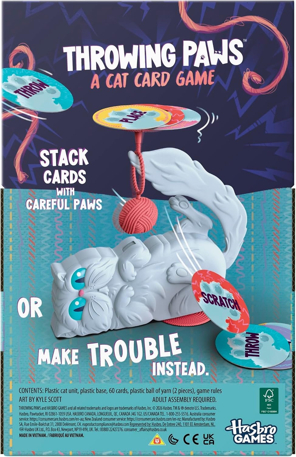 image:imageHasbro Gaming Throwing Paws A Cat Card Game Fun Skill and Action Card Games for Kids Teens and Adults Ages 8 36 Players 15 Mins
