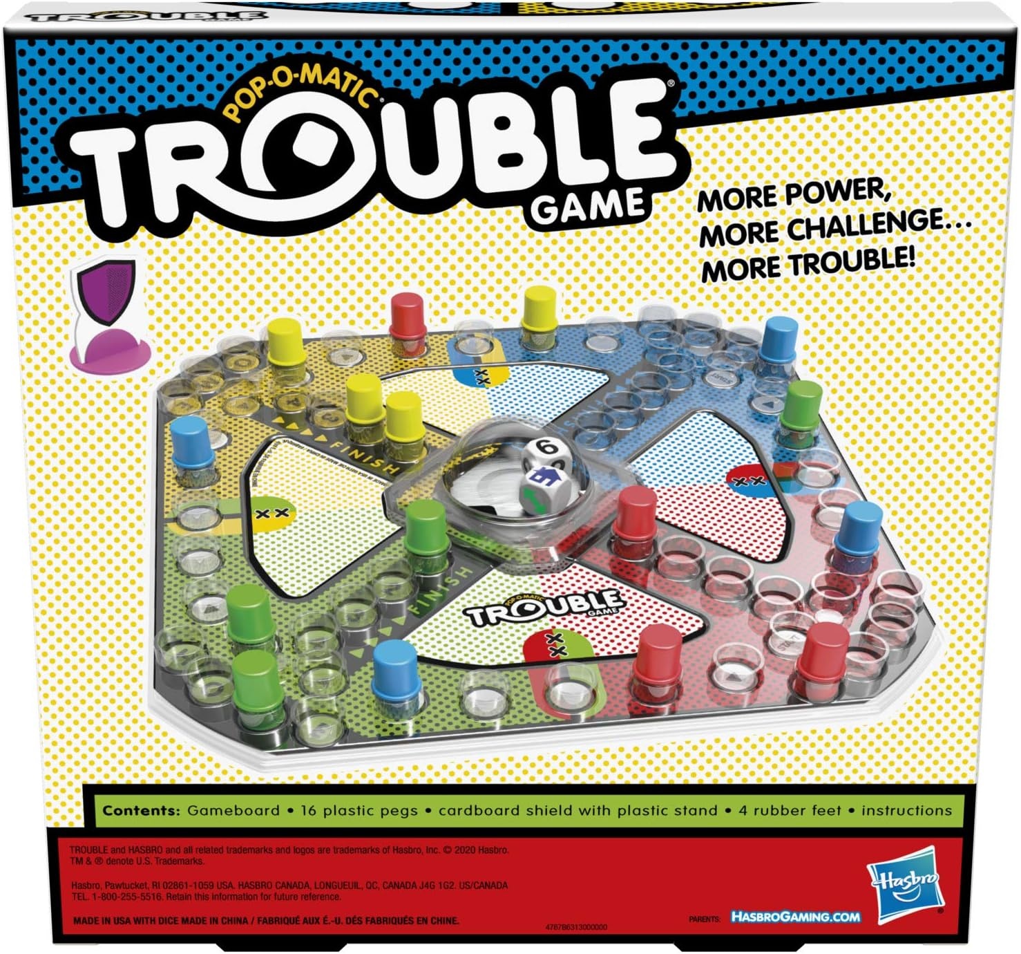 image:imageHasbro Gaming Trouble Board Game Includes Bonus Power Die and Shield Family Game for 24 Players Ages 5 and Up Amazon Exclusive