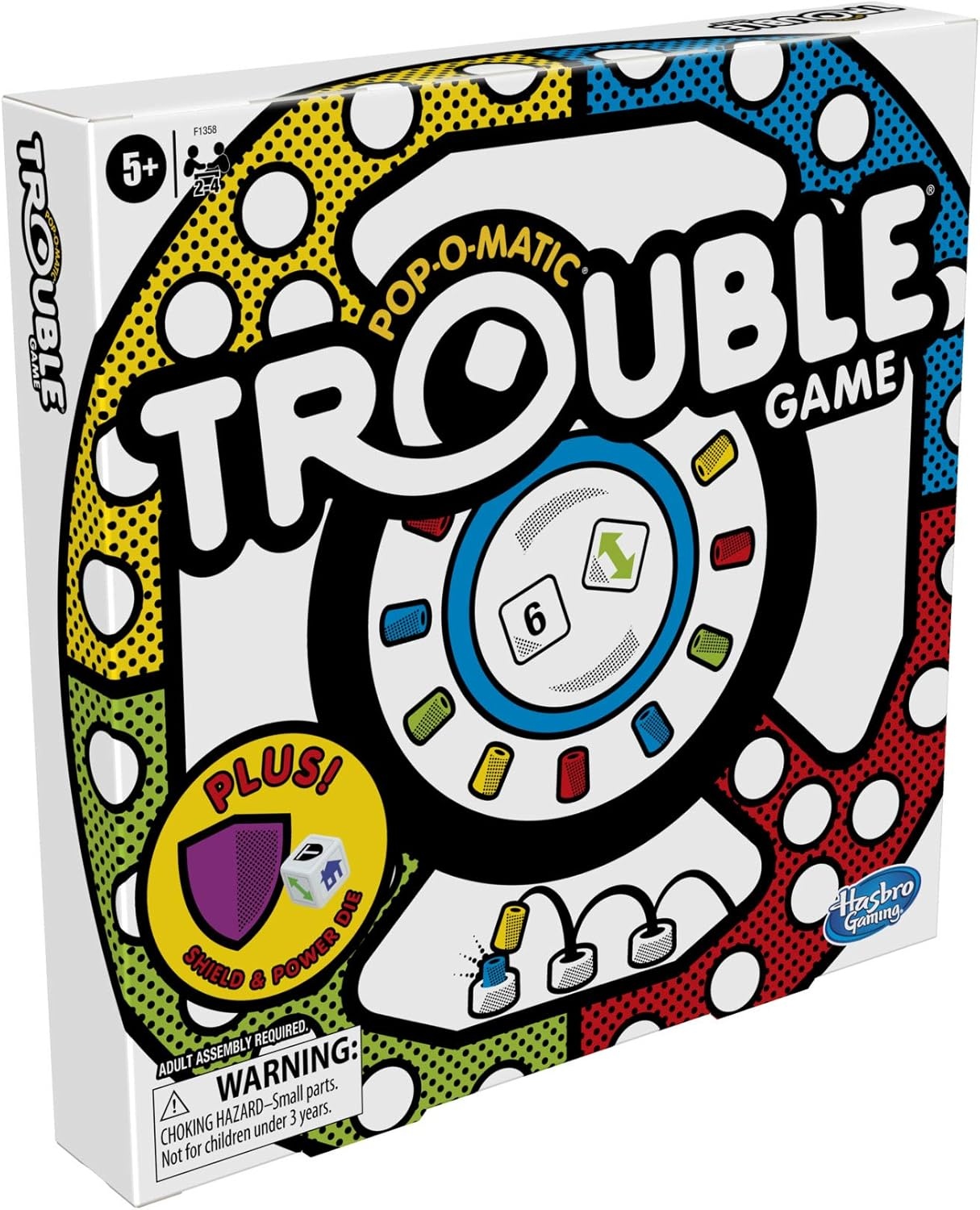image:imageHasbro Gaming Trouble Board Game Includes Bonus Power Die and Shield Family Game for 24 Players Ages 5 and Up Amazon Exclusive