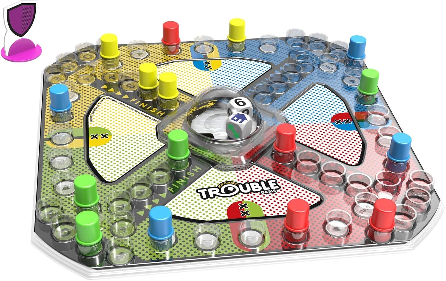 image:imageHasbro Gaming Trouble Board Game Includes Bonus Power Die and Shield Family Game for 24 Players Ages 5 and Up Amazon Exclusive