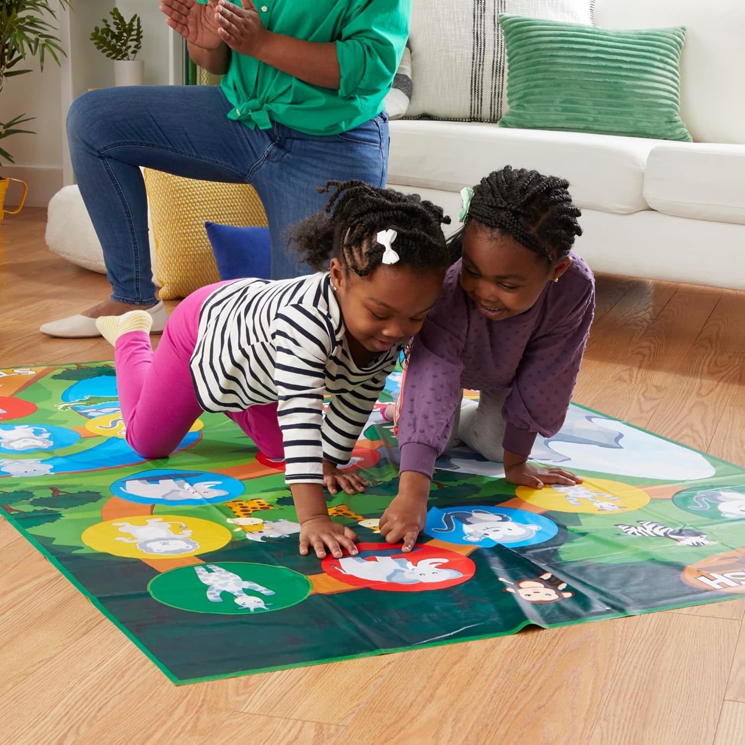 image:imageHasbro Gaming Twister Junior Game Animal Adventure 2Sided Mat 2 Games in 1 Party Game for Kids Ages 3 and Up and 24 Players Amazon Exclusive