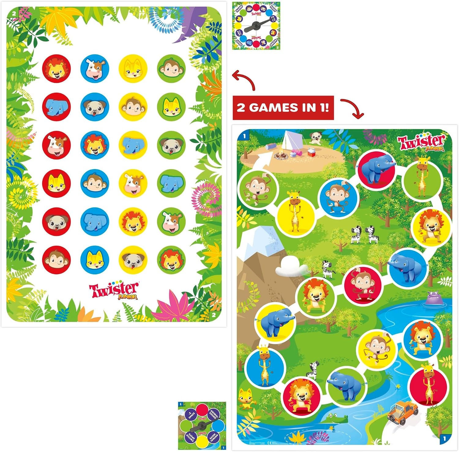 image:imageHasbro Gaming Twister Junior Game Animal Adventure 2Sided Mat 2 Games in 1 Party Game for Kids Ages 3 and Up and 24 Players Amazon Exclusive
