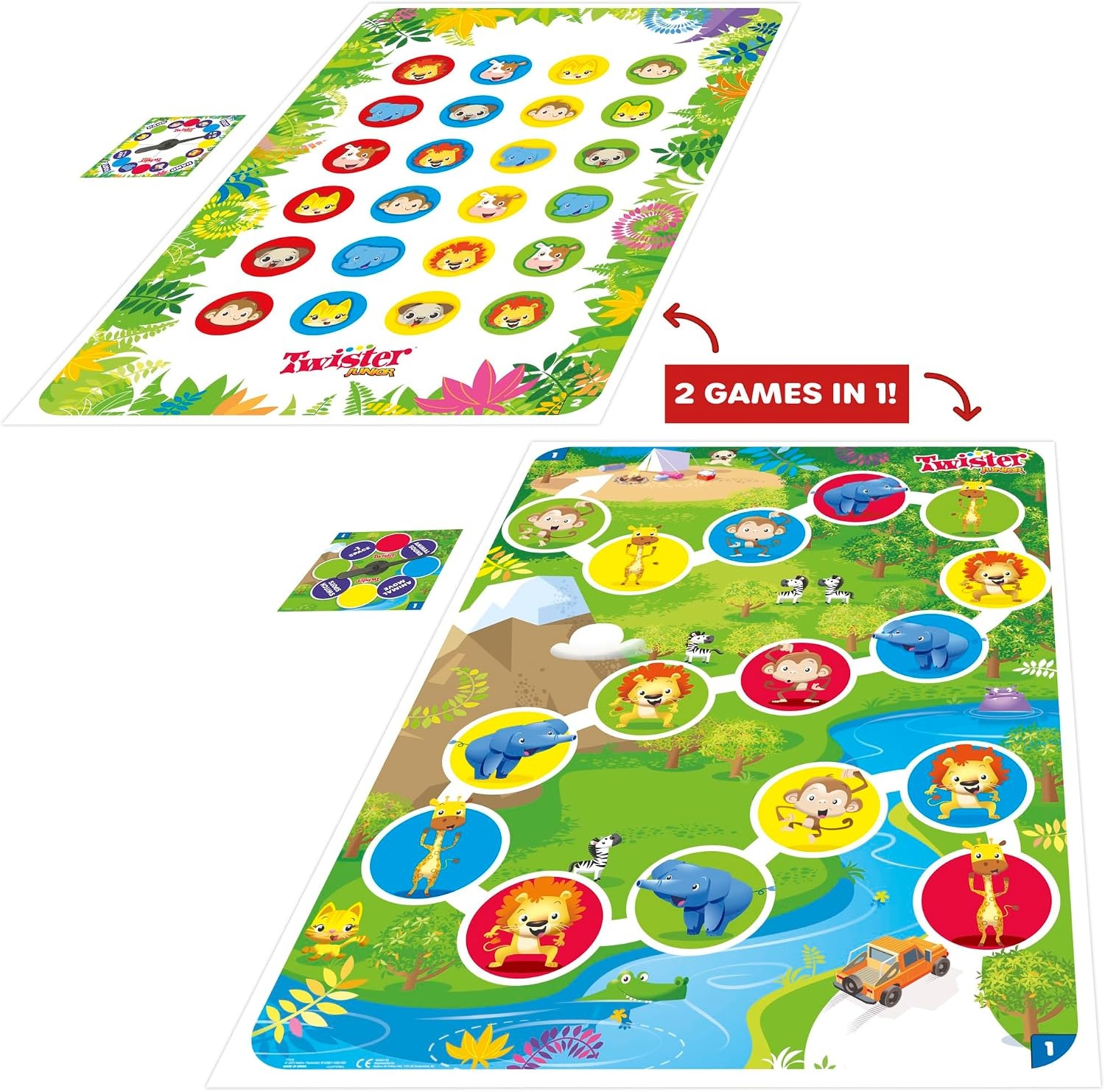 image:imageHasbro Gaming Twister Junior Game Animal Adventure 2Sided Mat 2 Games in 1 Party Game for Kids Ages 3 and Up and 24 Players Amazon Exclusive