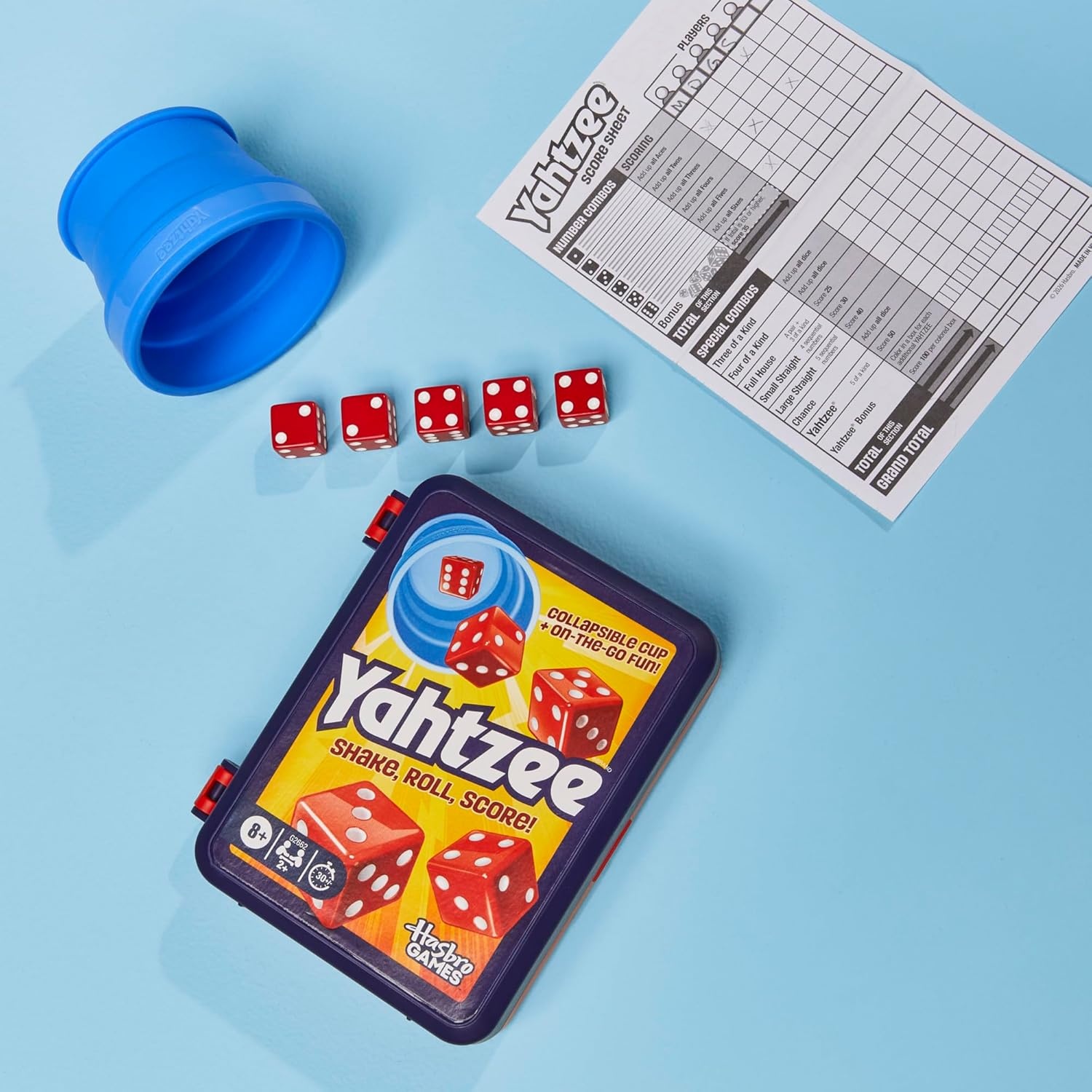 image:imageHasbro Gaming Yahtzee Dice Game with Collapsible Cup amp Storage Case Fun Family Games for Kids Teens Adults 30 Mins 2 or More Players Ages 8