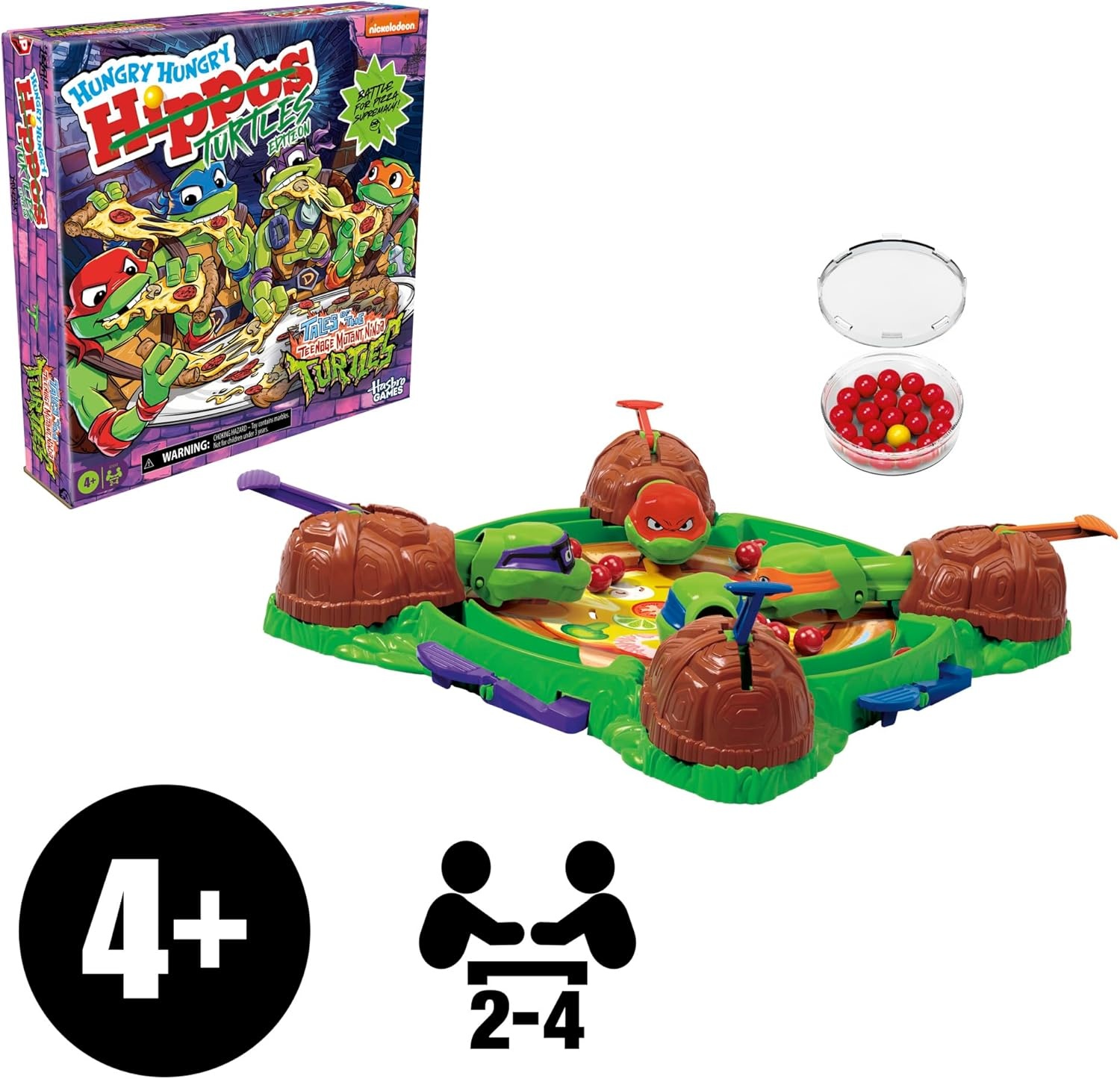 image:imageHungry Hungry Hippos Teenage Mutant Ninja Turtles Edition Game Ages 4 and Up 2 to 4 Players Kids Board Games Gifts for Preschoolers Easter Gifts for Boys and Girls Amazon Exclusive