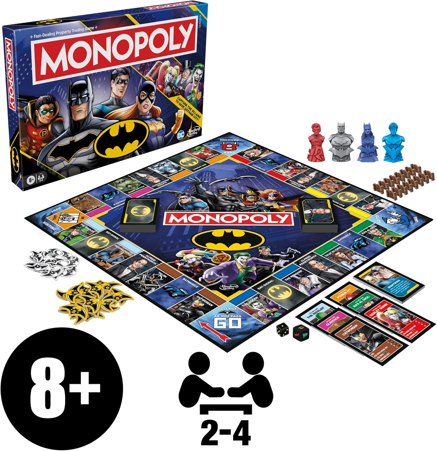 image:imageMonopoly Batman Edition Board Game Monopoly Game for Batman Fans Ages 8 and Up 2 to 4 Players Family Games Strategy Games for Kids and Adults Amazon Exclusive