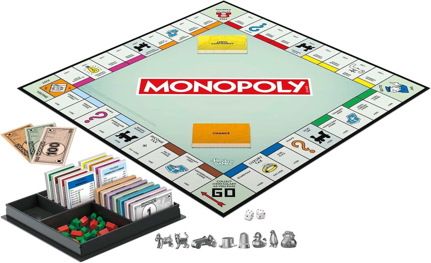 image:imageMonopoly Board Game Classic Game with Storage Tray and Larger Tokens Ages 8 2 to 6 Players Family Games for Kids and Adults Kids GiftsMonopoly