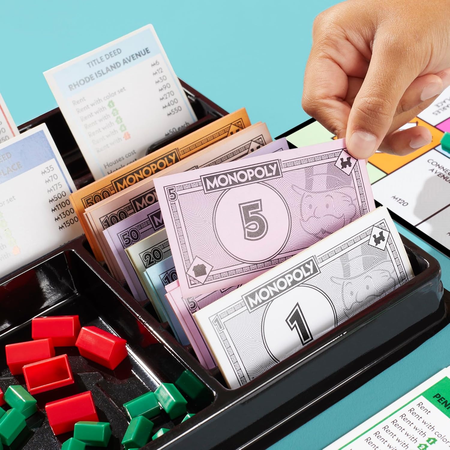 image:imageMonopoly Board Game Classic Game with Storage Tray and Larger Tokens Ages 8 2 to 6 Players Family Games for Kids and Adults Kids GiftsMonopoly