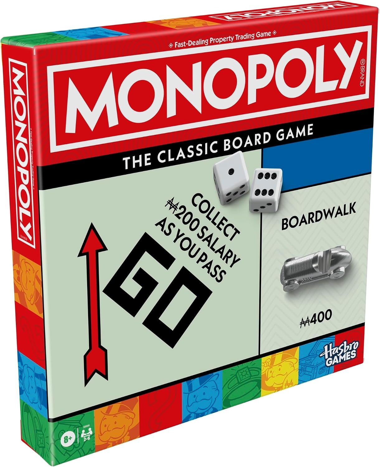 image:imageMonopoly Board Game Classic Game with Storage Tray and Larger Tokens Ages 8 2 to 6 Players Family Games for Kids and Adults Kids GiftsMonopoly