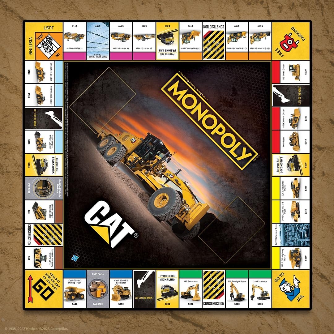 image:imageMonopoly Caterpillar Play as Hard Hat Tool Bag Work Boot amp More Officially Licensed and Collectible Monopoly Game Based On Caterpillar Company for 26 Players