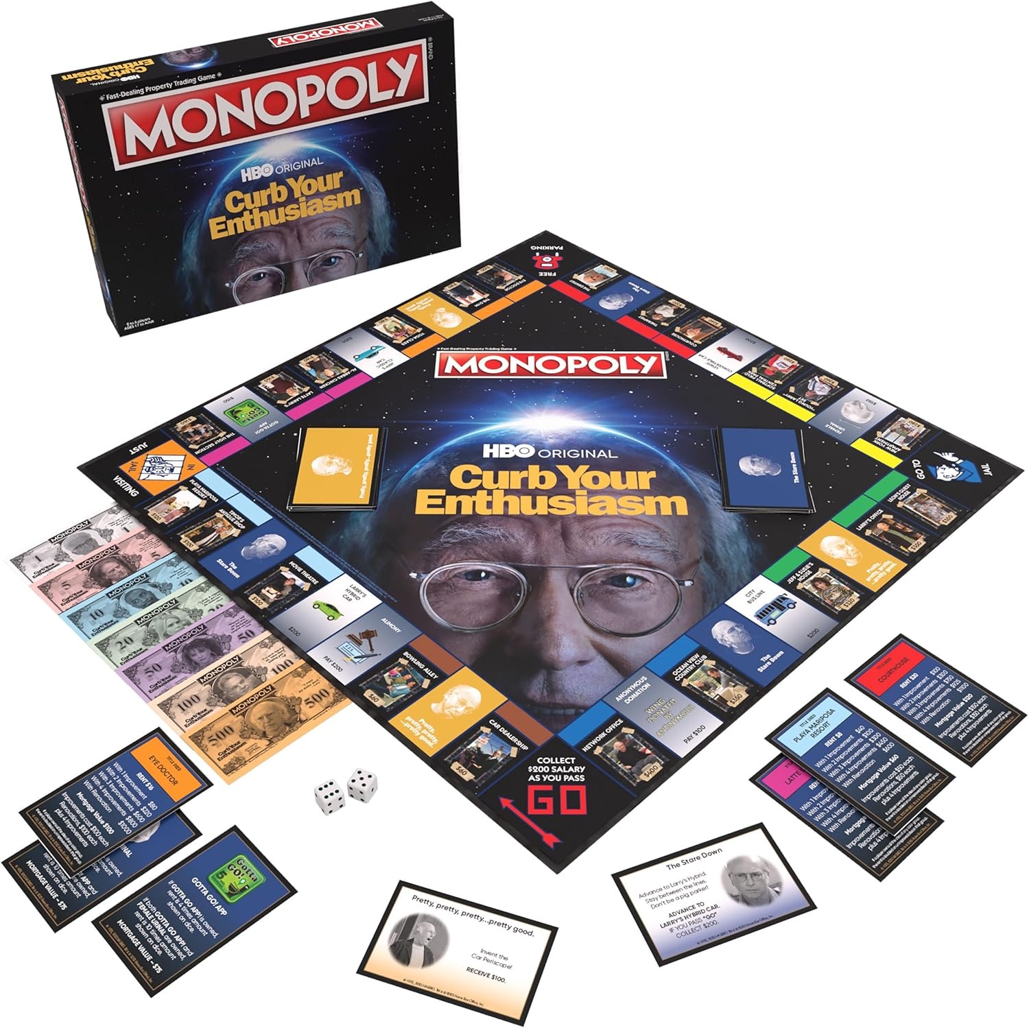 image:imageMonopoly Curb Your Enthusiasm Play as Larrys Glasses Golf Clubs Hybrid Car amp More Officially Licensed Collectible Game Based On Hit HBO Comedy Series
