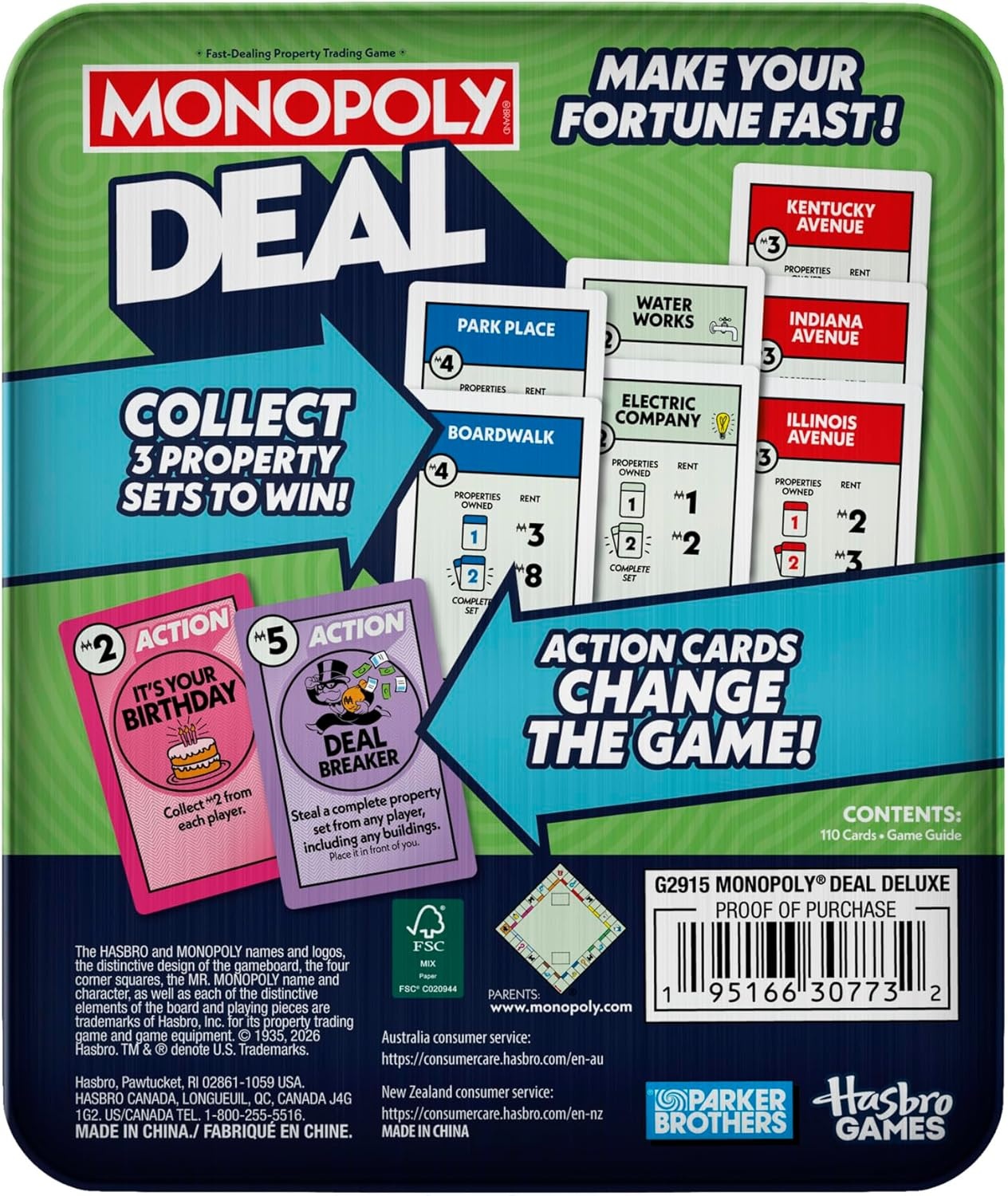 image:imageMonopoly Deal Card Game in Collectible Storage Tin Ages 8 25 Players 15 Mins Fun Family Games for Kids Teens and Adults Travel Games Amazon Exclusive