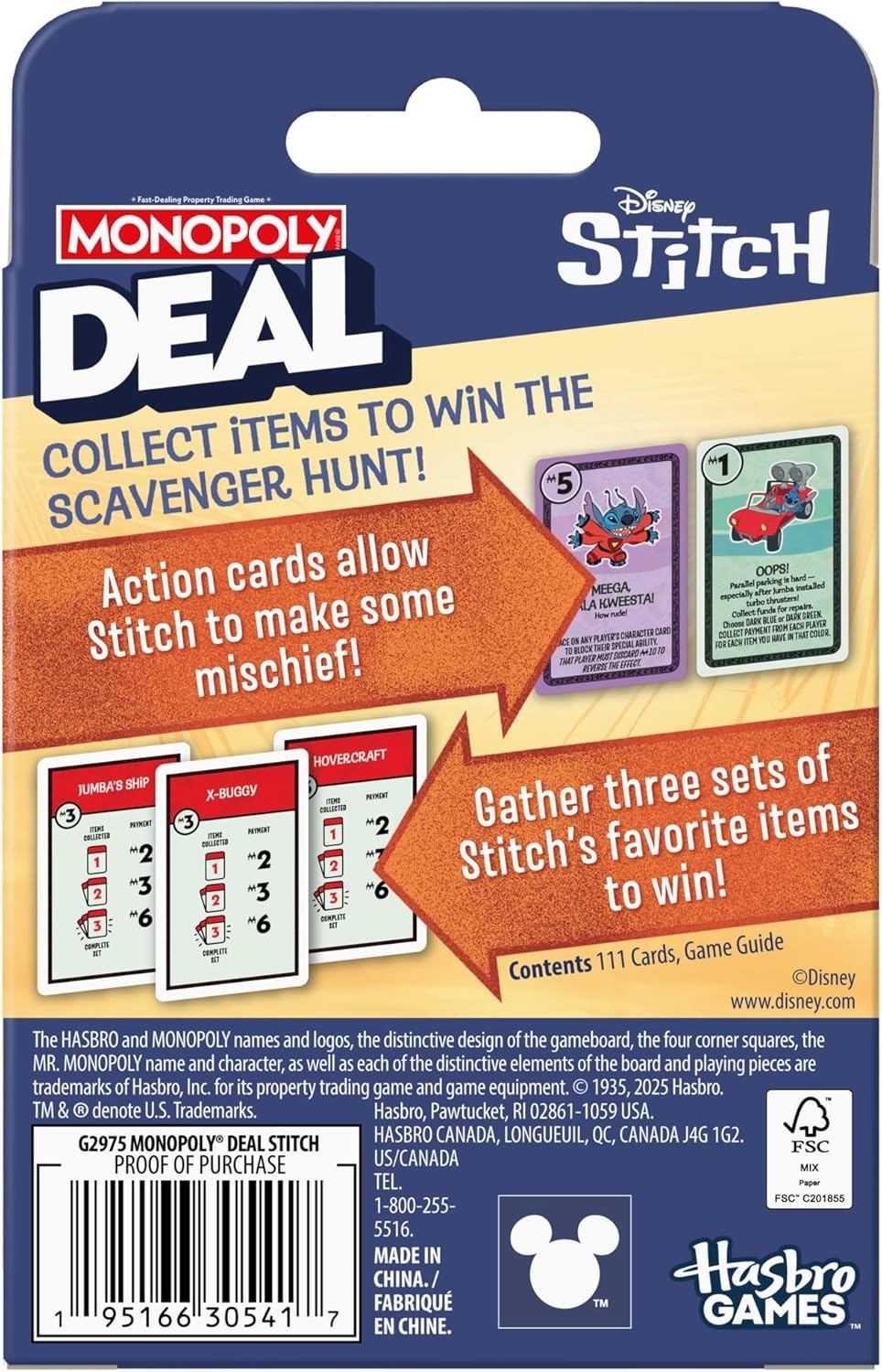image:imageMonopoly Deal Disney Stitch Edition Card Game Based on Disneys Lilo amp Stitch Officially Licensed Disney Kids Games Ages 8 25 Players