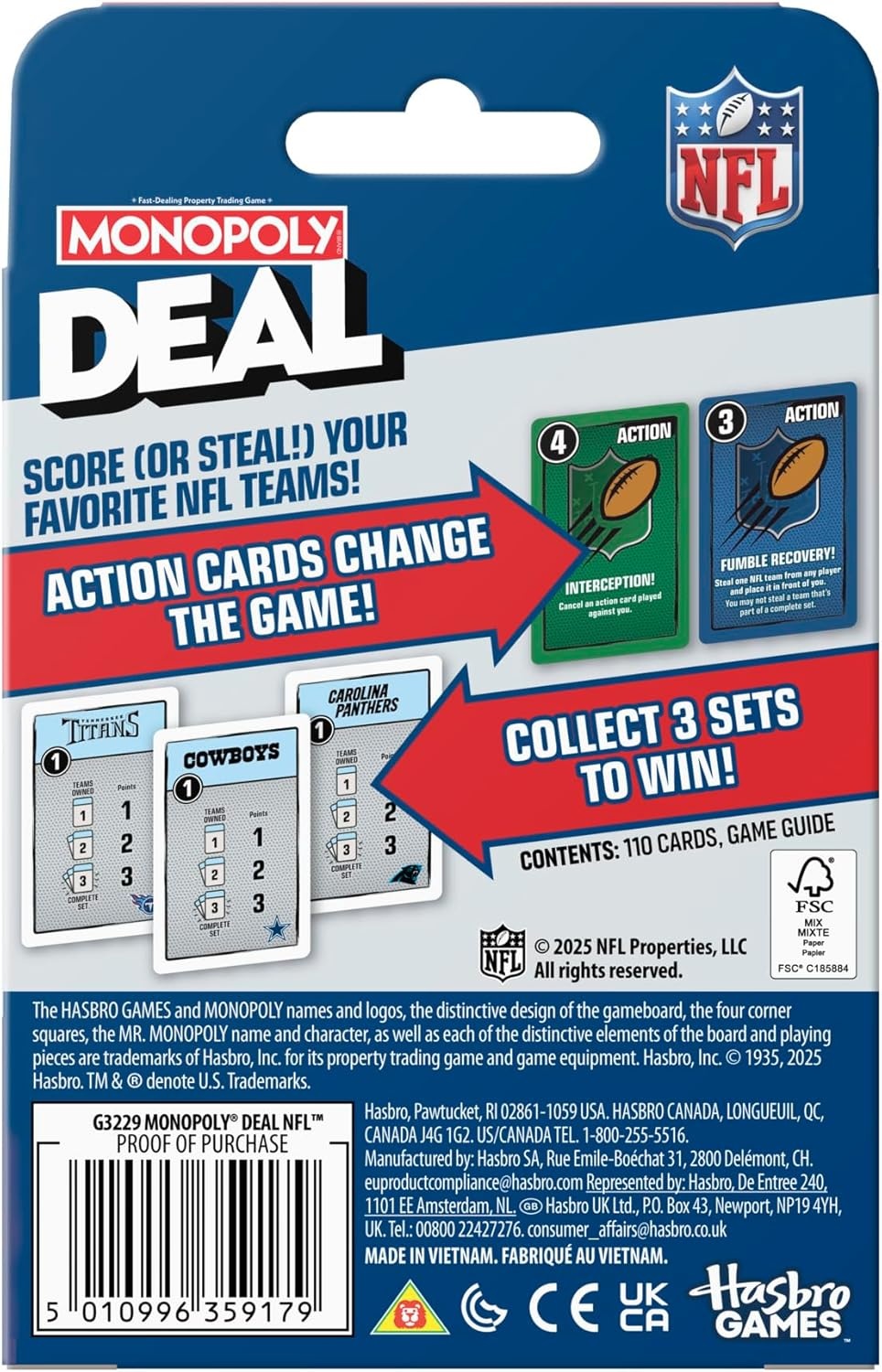 image:imageMonopoly Deal NFL Edition Game Officially Licensed NFL Card Game for Families and Kids Ages 8 25 Players 15 Mins Football Games