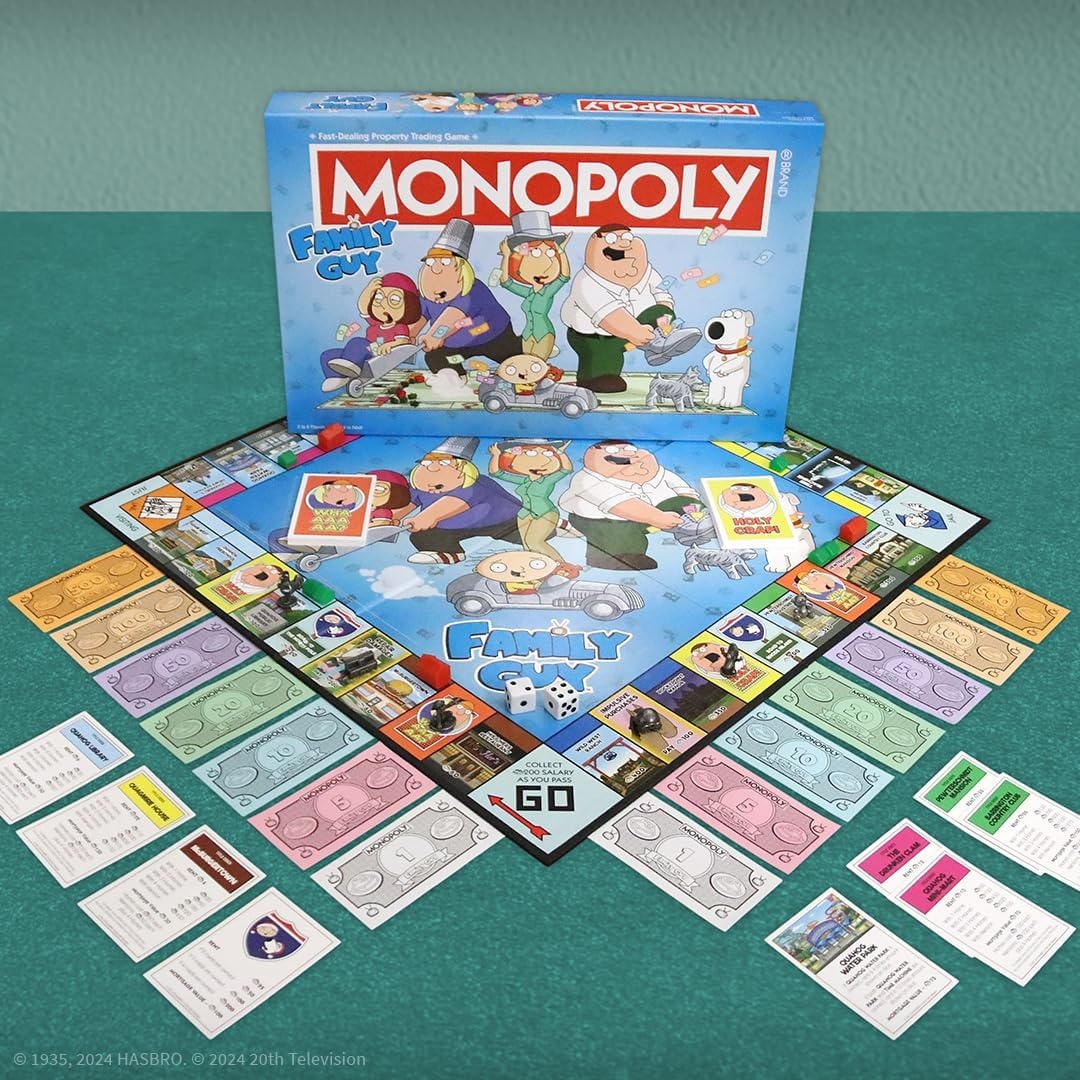 image:imageMonopoly Family Guy Board Game Featuring Banana Brian Giant Chicken Rupert and More Buy Sell Trade Quahogs Locations from McBurgertown to Wild West Ranch Officially Licensed Family Guy Game