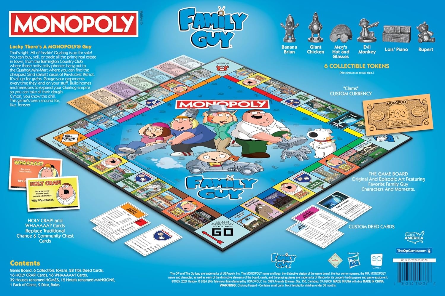 image:imageMonopoly Family Guy Board Game Featuring Banana Brian Giant Chicken Rupert and More Buy Sell Trade Quahogs Locations from McBurgertown to Wild West Ranch Officially Licensed Family Guy Game