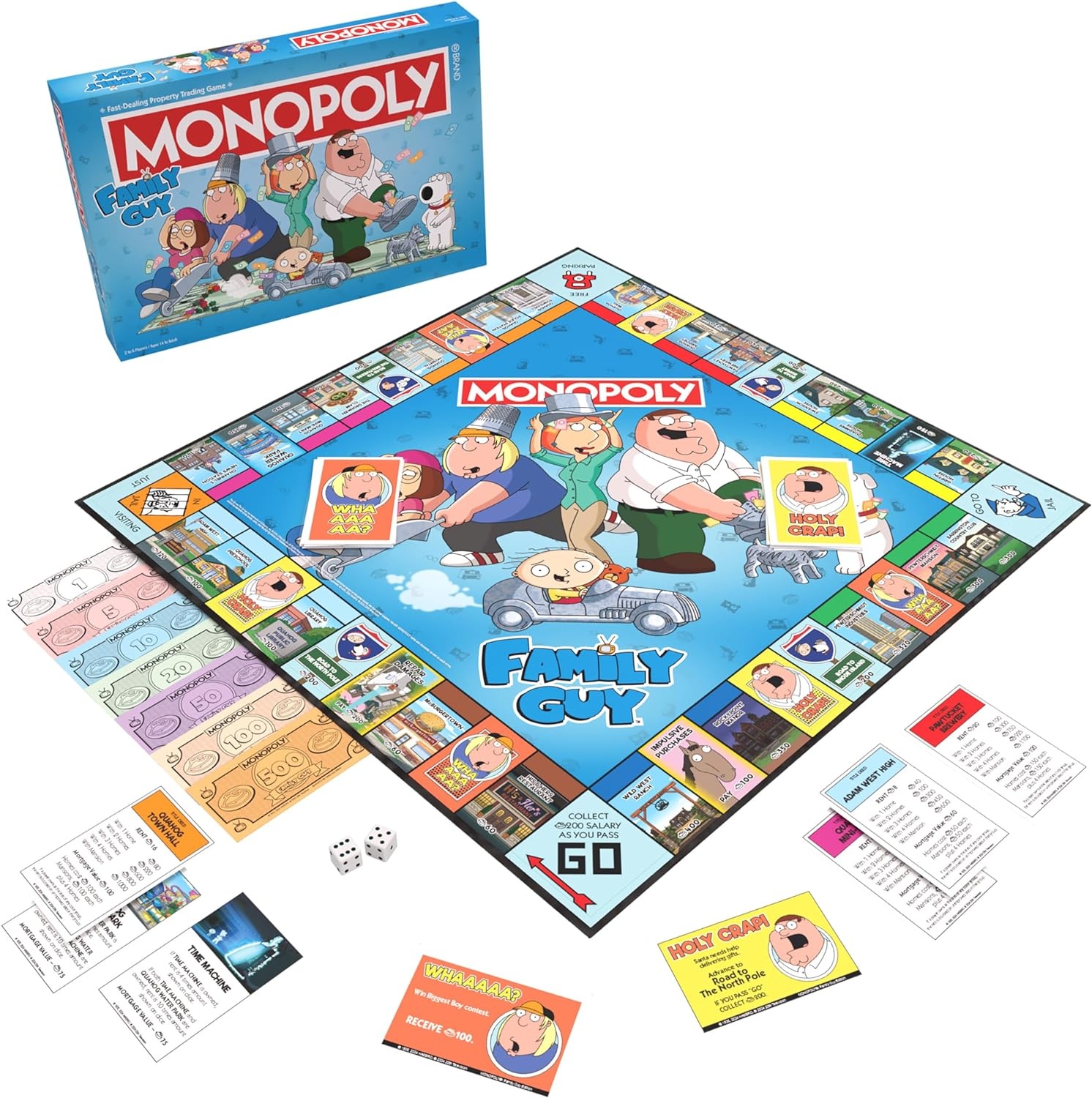 image:imageMonopoly Family Guy Board Game Featuring Banana Brian Giant Chicken Rupert and More Buy Sell Trade Quahogs Locations from McBurgertown to Wild West Ranch Officially Licensed Family Guy Game