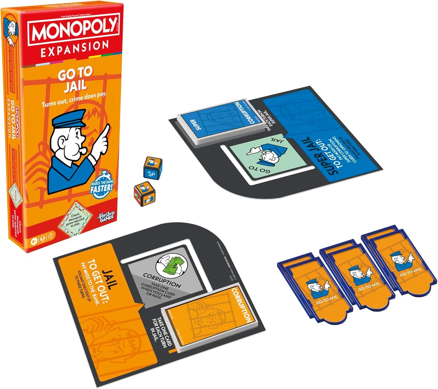 image:imageMonopoly Go to Jail Expansion Add More Fun to Classic Monopoly Game and Play Faster Ages 8 26 Players 40 Mins Family Board GamesGo to Jail Expansion
