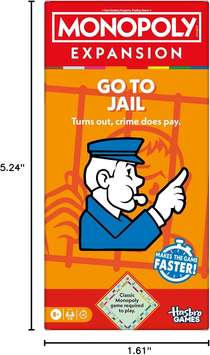 image:imageMonopoly Go to Jail Expansion Add More Fun to Classic Monopoly Game and Play Faster Ages 8 26 Players 40 Mins Family Board GamesGo to Jail Expansion